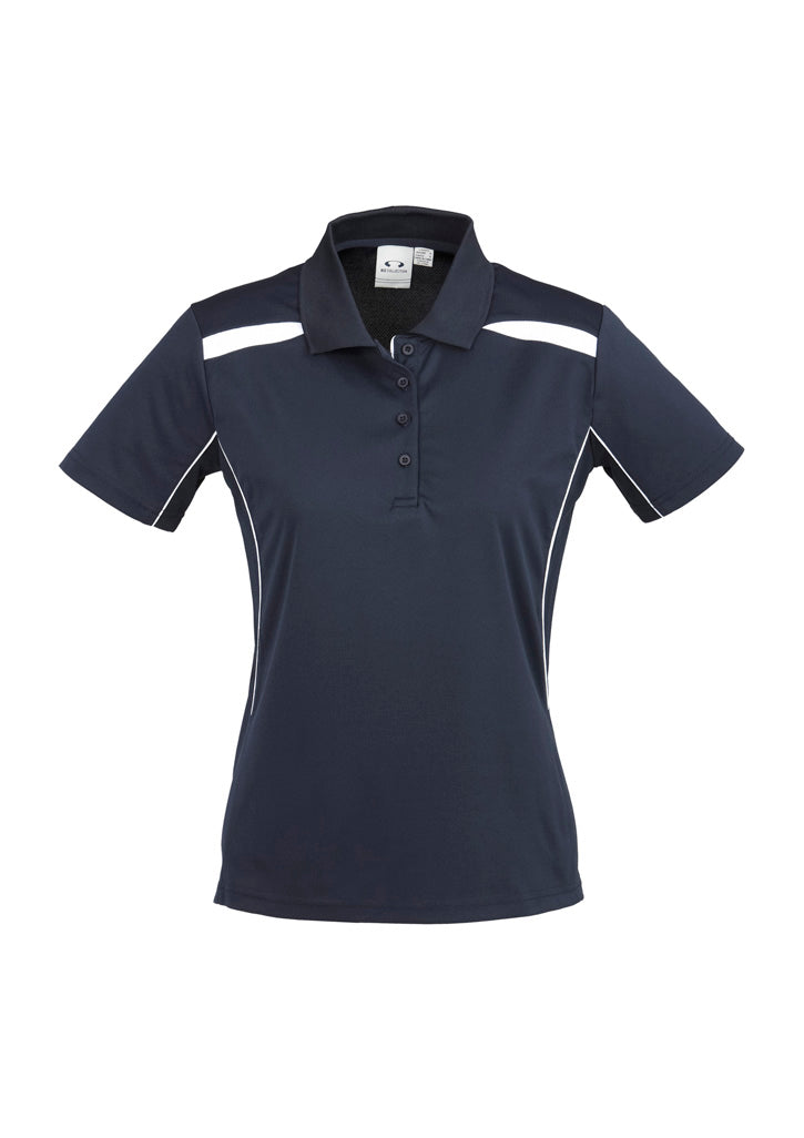 Ladies United Short Slv Polo - Navy/White