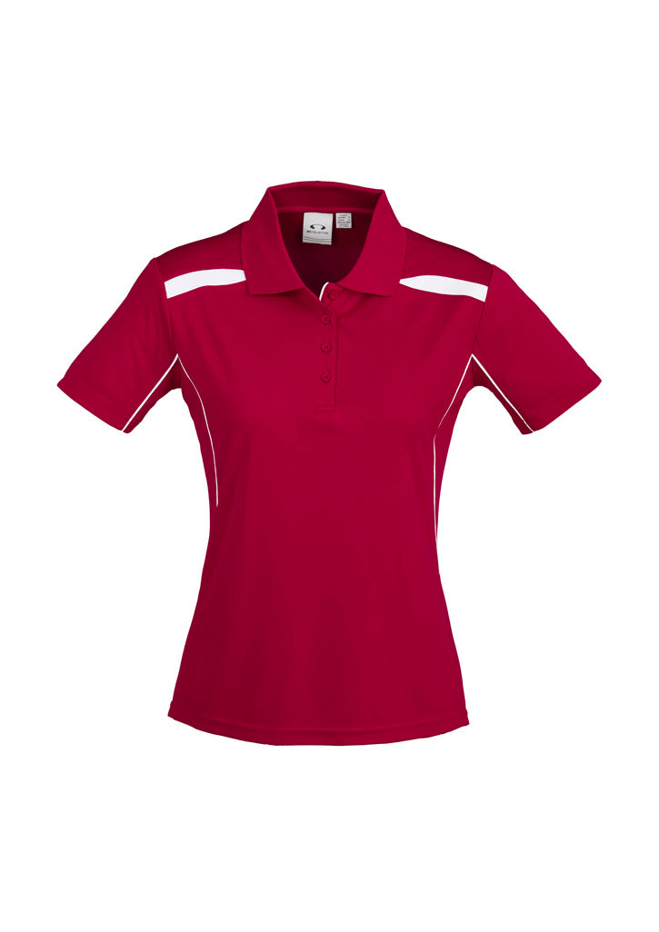 Ladies United Short Slv Polo - Red/White