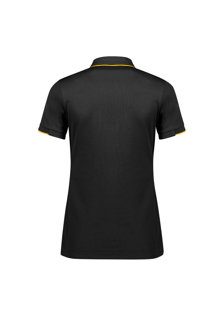 Womens Focus Short Sleeve Polo - Black/Gold