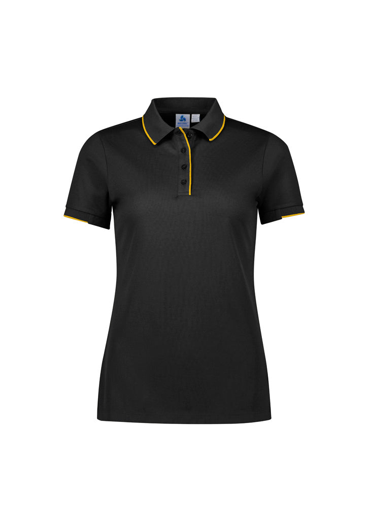 Womens Focus Short Sleeve Polo - Black/Gold