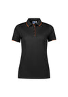 Womens Focus Short Sleeve Polo - Black/Orange