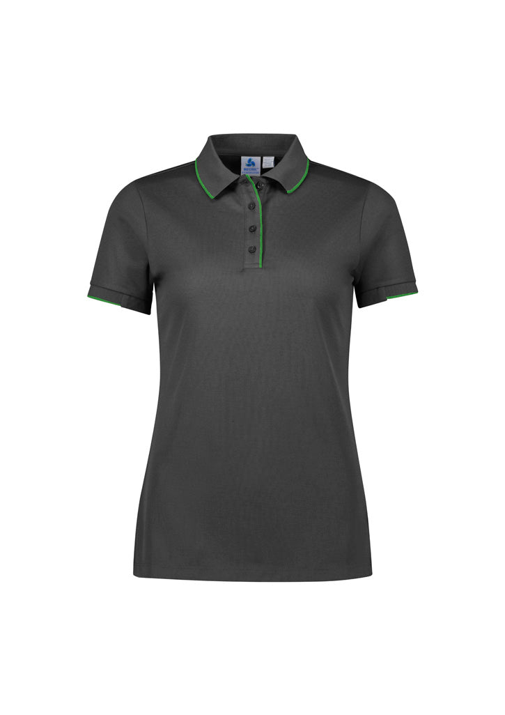 Womens Focus Short Sleeve Polo - Grey/Fluoro Lime