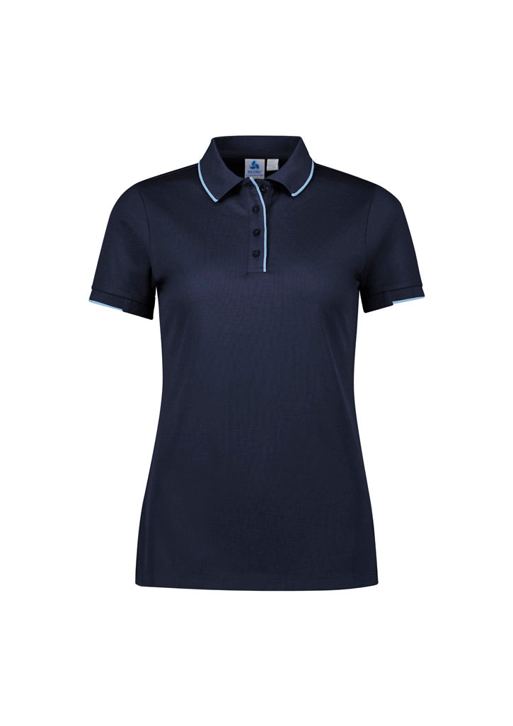 Womens Focus Short Sleeve Polo - Navy/Sky