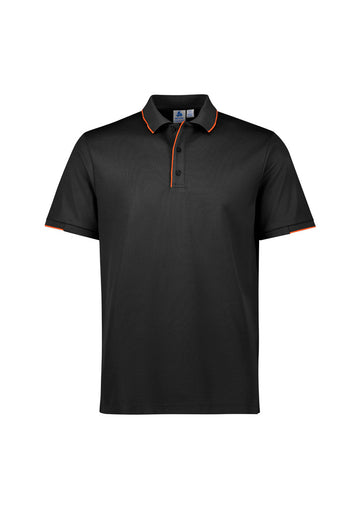 Mens Focus Short Sleeve Polo - Black/Orange