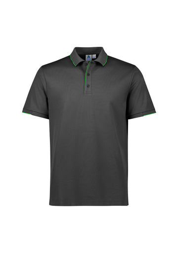 Mens Focus Short Sleeve Polo - Grey/Fluorescent Lime