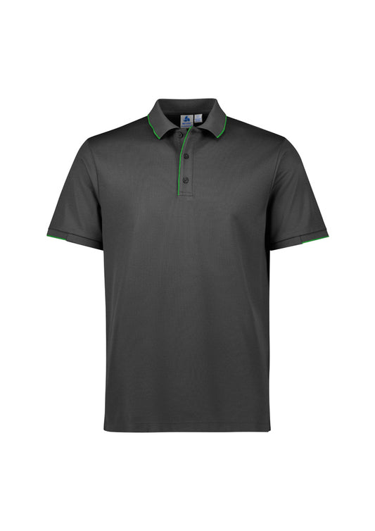 Mens Focus Short Sleeve Polo - Grey/Fluorescent Lime