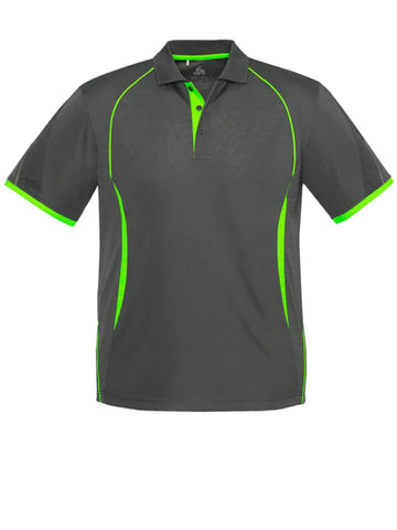 Razor Mens Polo Shirt - Grey/Fluorescent Lime
