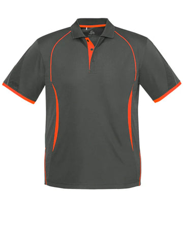Razor Mens Polo Shirt - Grey/Fluoro Orange