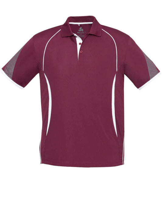Razor Mens Polo Shirt - Maroon/White