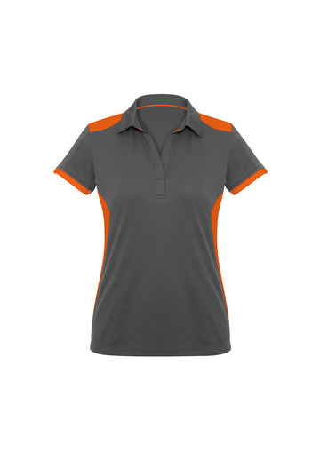 Ladies Rival Polo - Grey/Fluorescent Orange