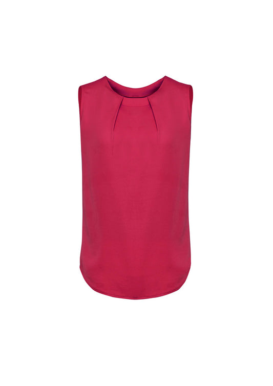 Estelle Womens Sleeveless Pleat Blouse
