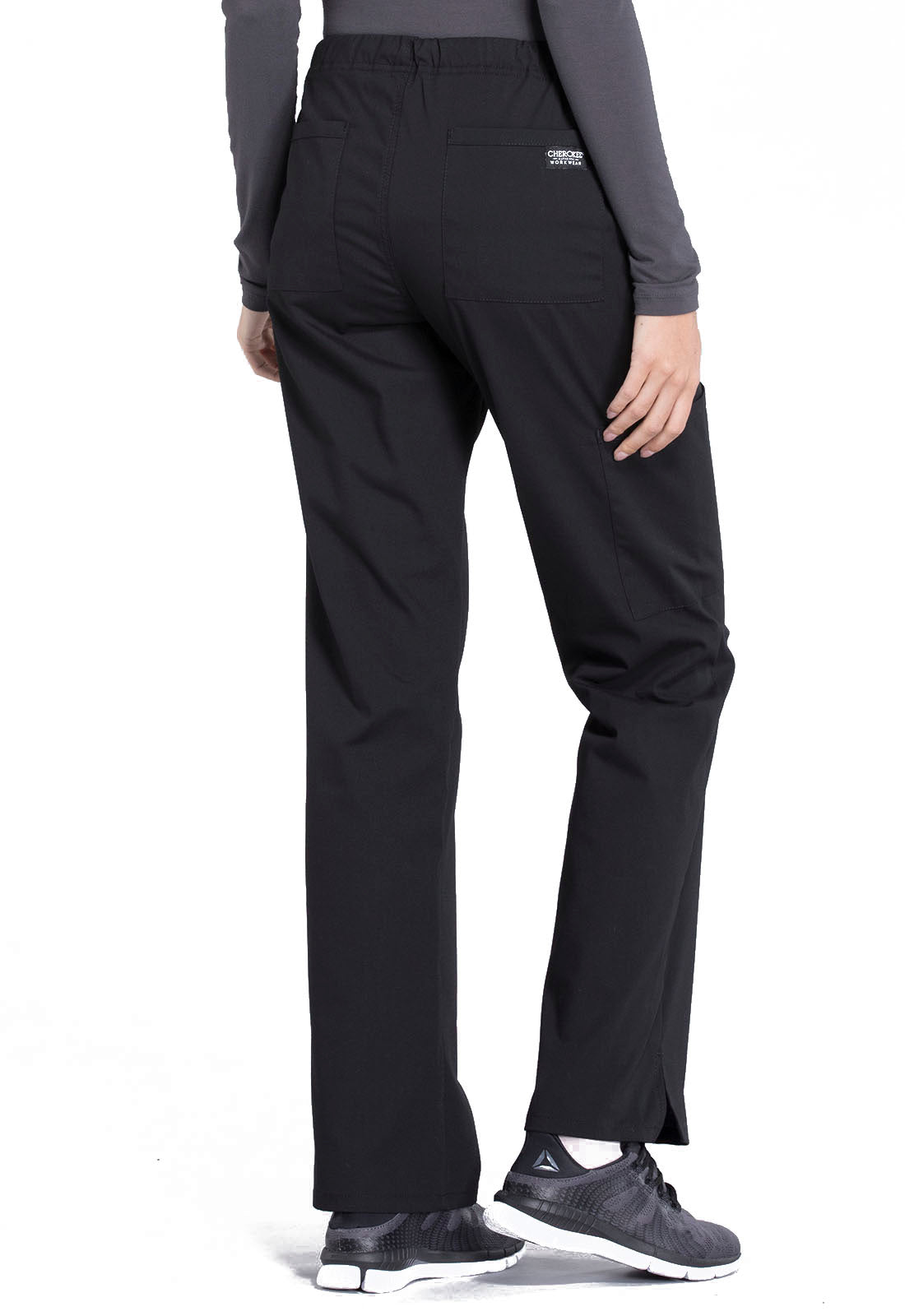 Mid Rise Straight Leg Drawstring Pant - Black