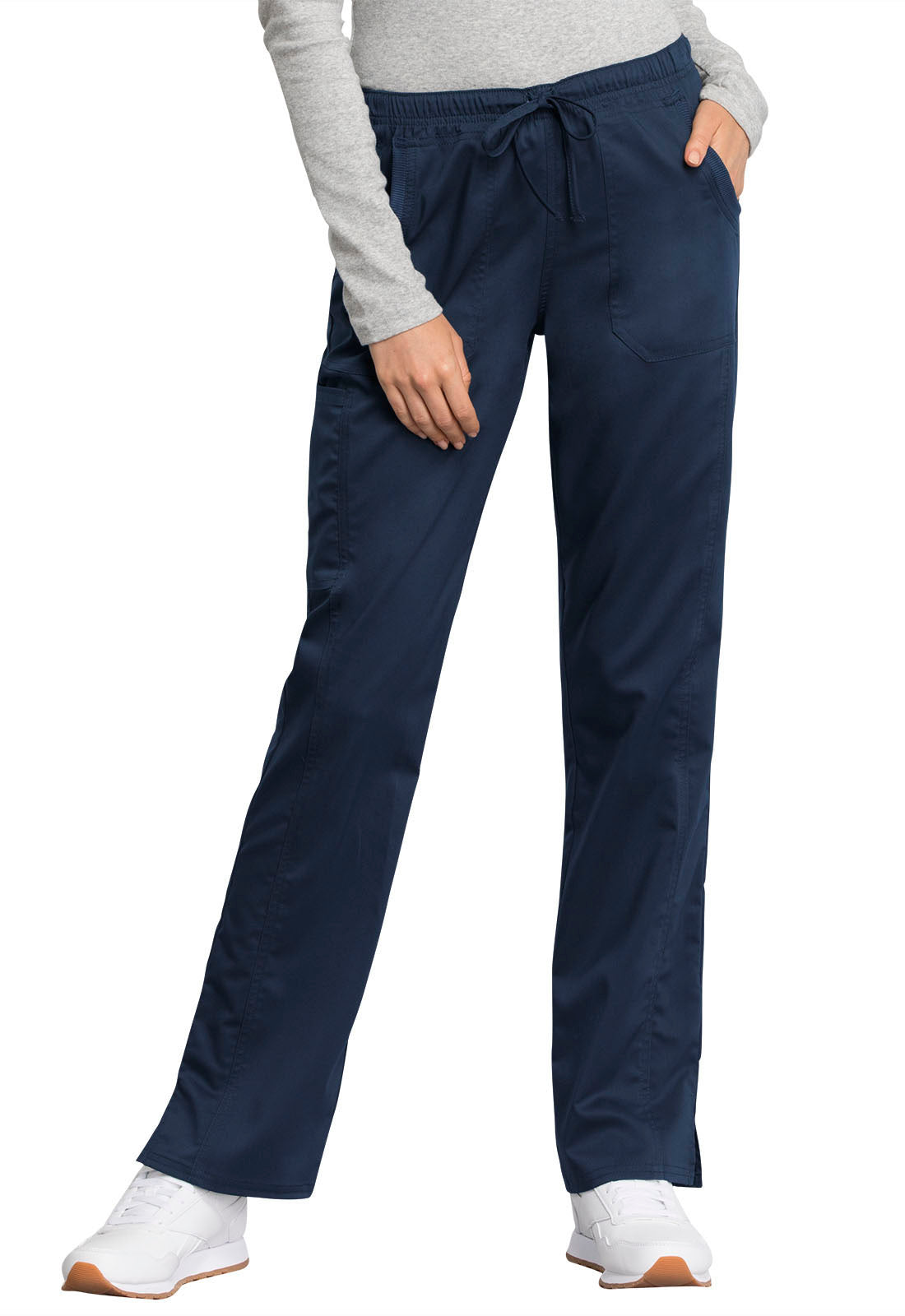 Mid Rise Straight Leg Drawstring Pant - Navy