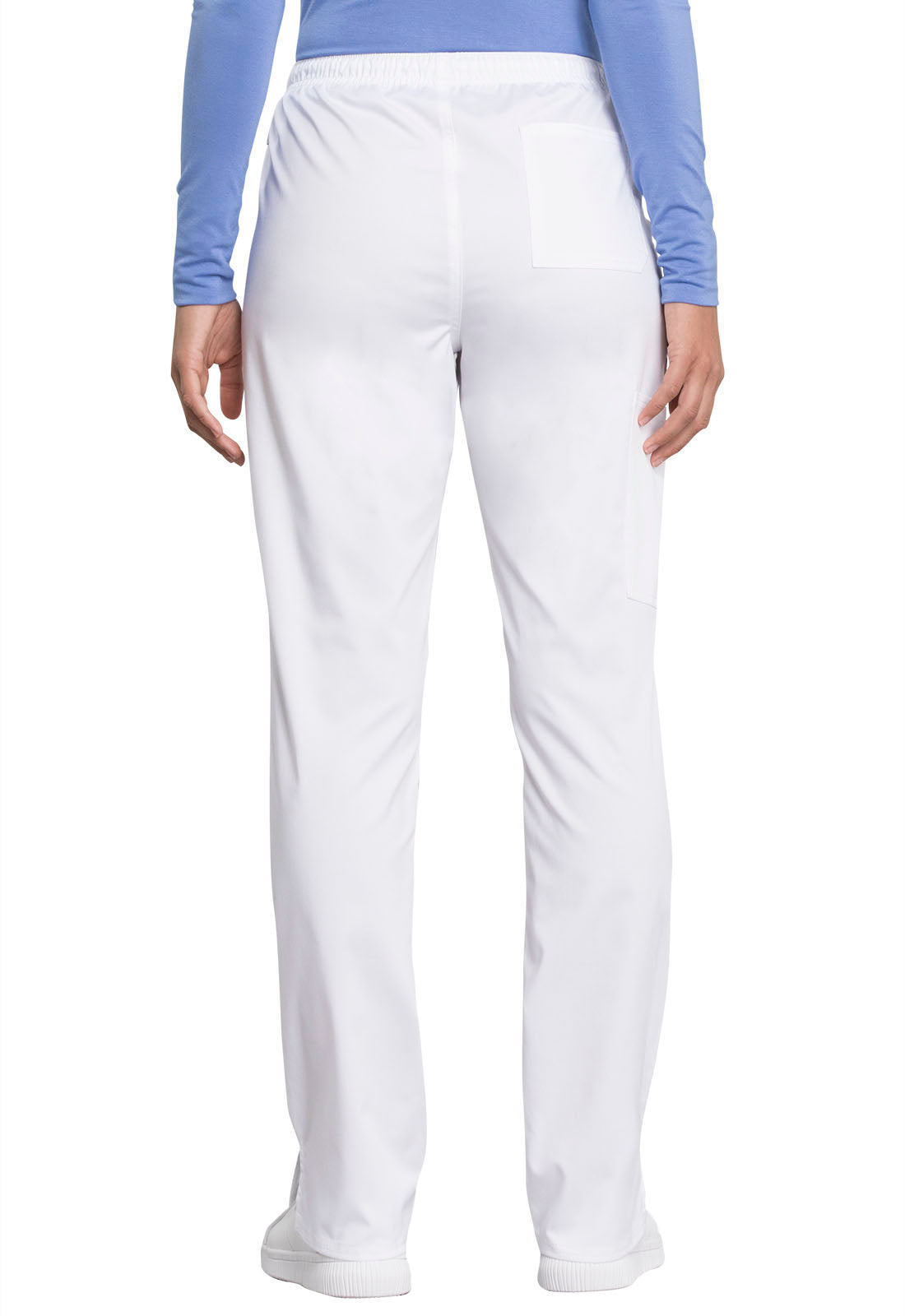 Mid Rise Straight Leg Drawstring Pant - White