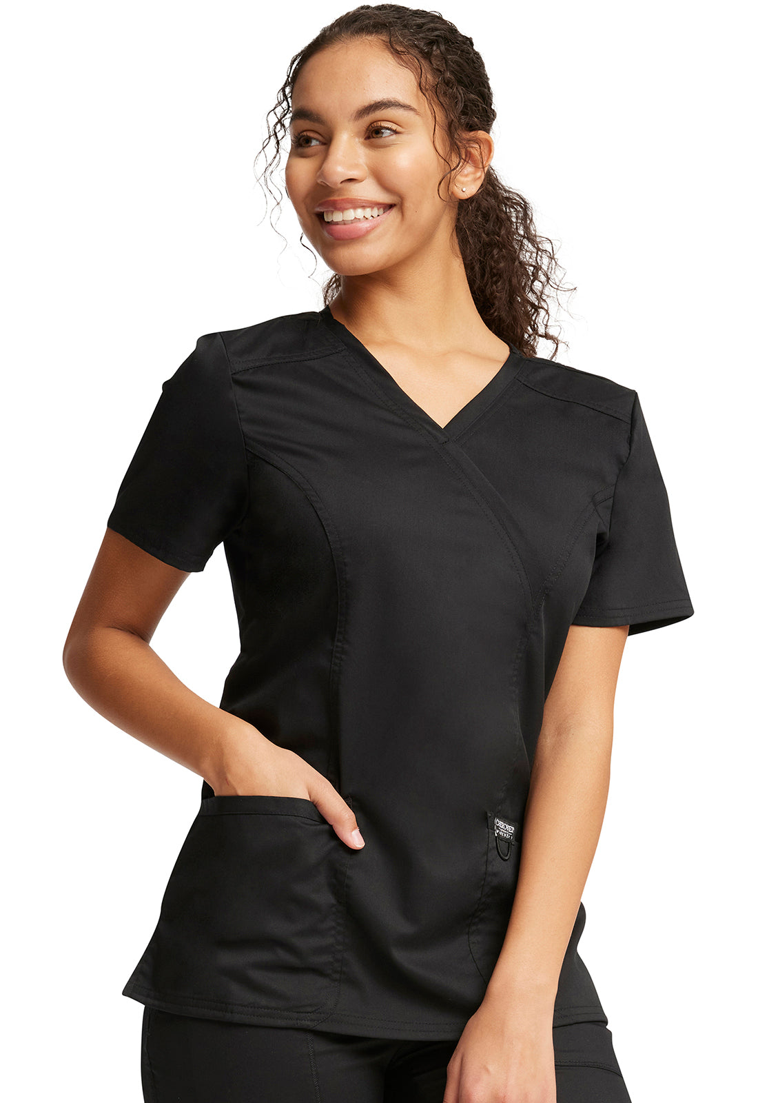 Cherokee Womens' WW Revolution Mock Wrap Top - Black