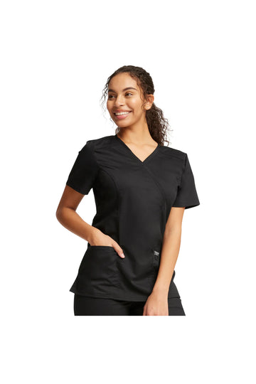 Cherokee Womens' WW Revolution Mock Wrap Top - Black