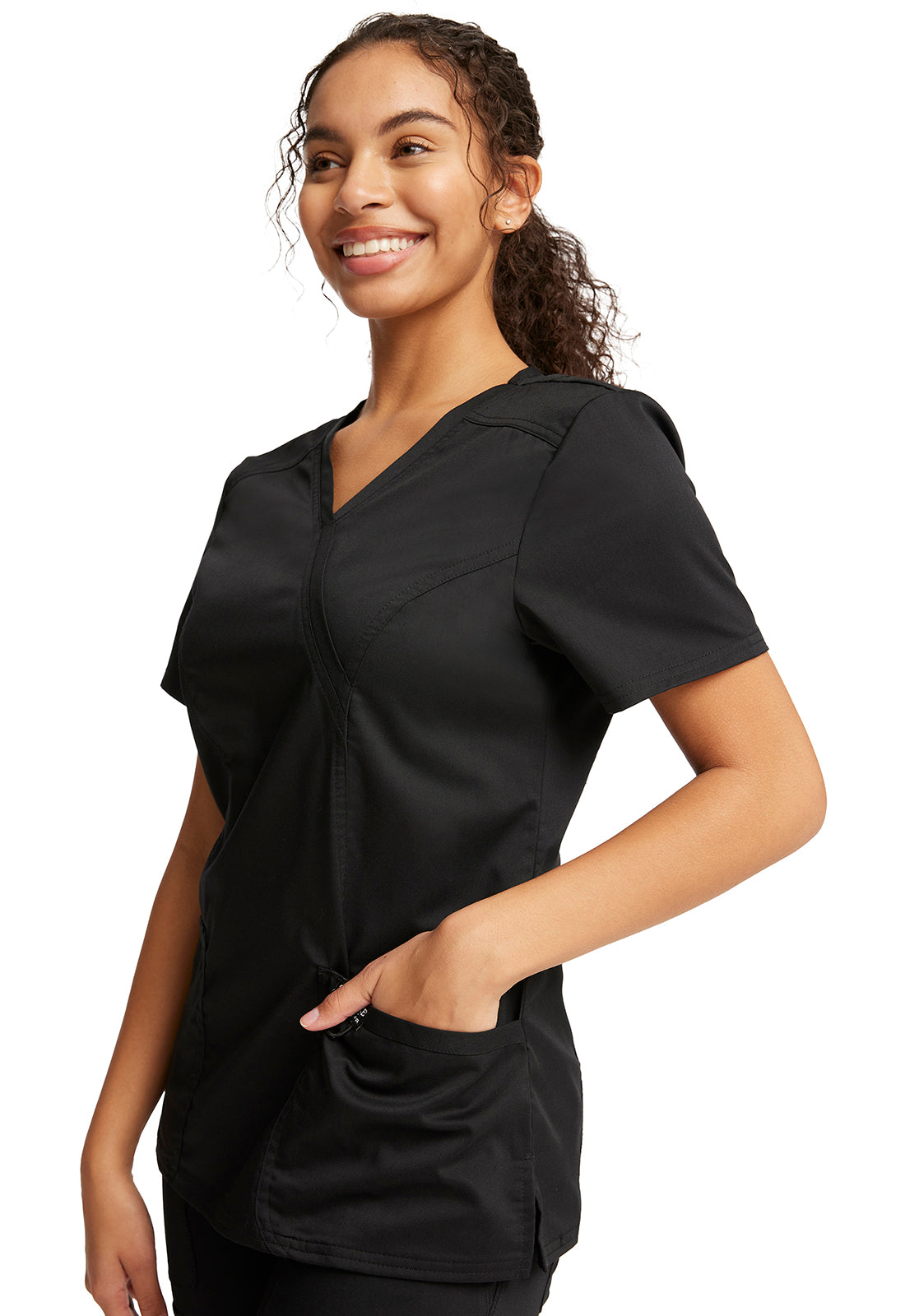 Cherokee Womens' WW Revolution Mock Wrap Top - Black