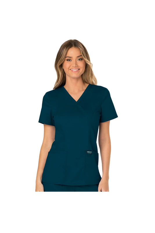 Cherokee Womens' WW Revolution Mock Wrap Top - Caribbean Blue