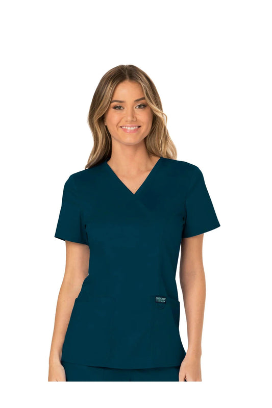 Cherokee Womens' WW Revolution Mock Wrap Top - Caribbean Blue