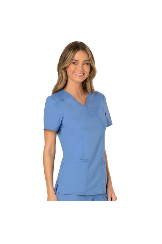Cherokee Womens' WW Revolution Mock Wrap Top - Ciel