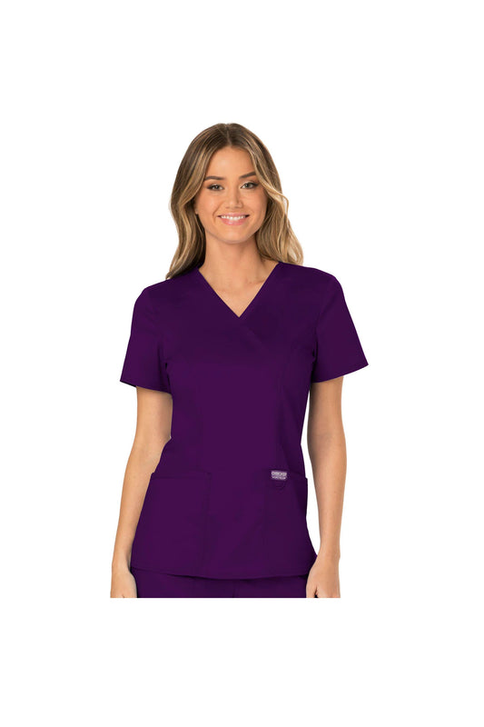 Cherokee Womens' WW Revolution Mock Wrap Top - Eggplant