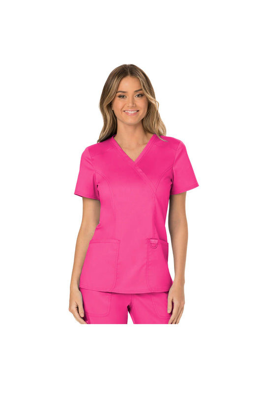 Cherokee Womens' WW Revolution Mock Wrap Top - Electric Pink