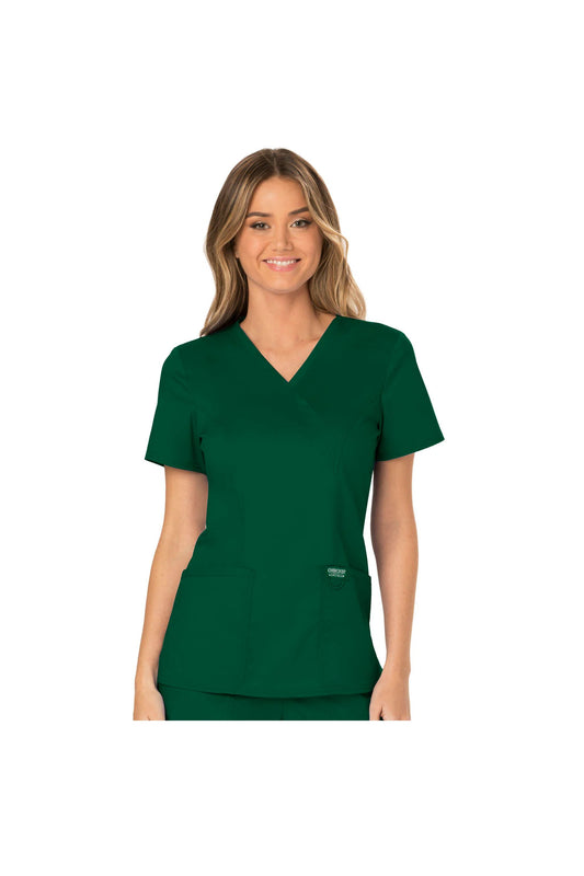Cherokee Womens' WW Revolution Mock Wrap Top - Hunter Green