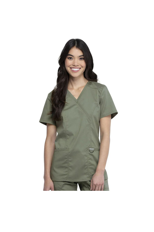 Cherokee Womens' WW Revolution Mock Wrap Top - Olive