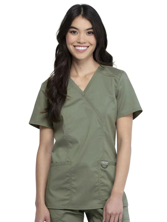 Cherokee Womens' WW Revolution Mock Wrap Top - Olive