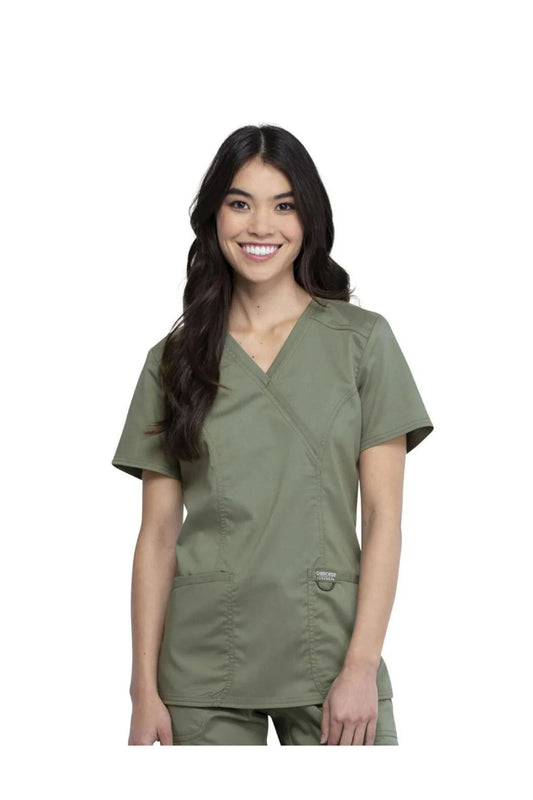 Cherokee Womens' WW Revolution Mock Wrap Top - Olive