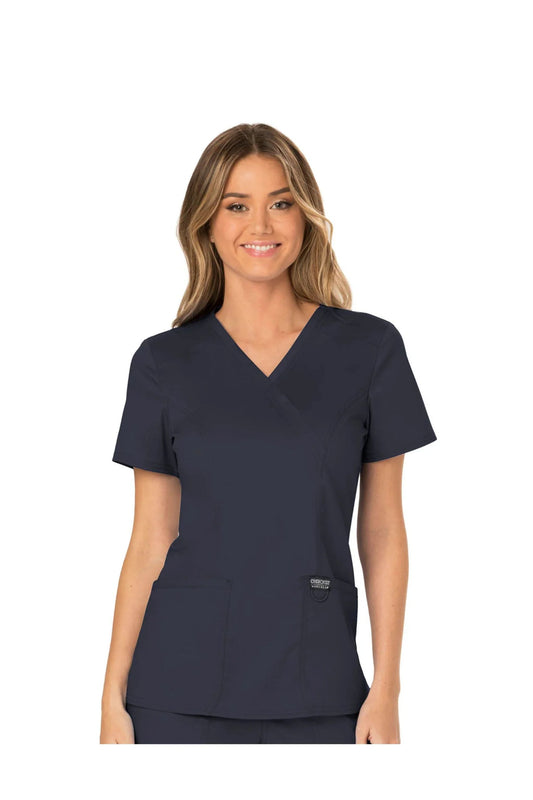 Cherokee Womens' WW Revolution Mock Wrap Top - Pewter