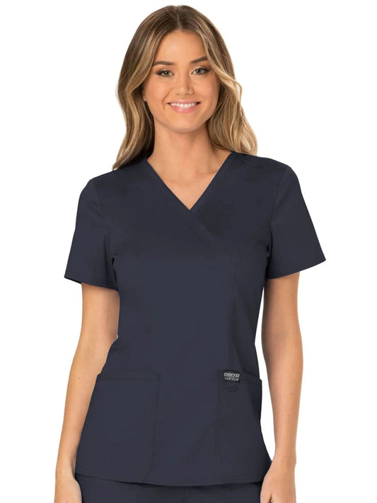 Cherokee Womens' WW Revolution Mock Wrap Top - Pewter