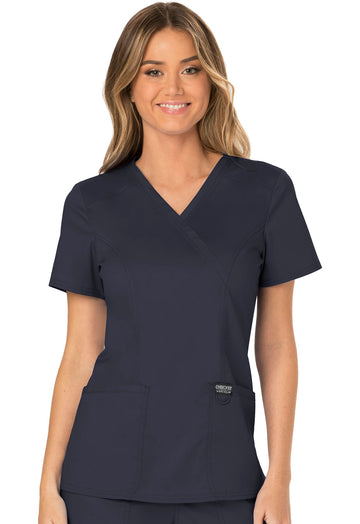 Cherokee Womens' WW Revolution Mock Wrap Top - Pewter
