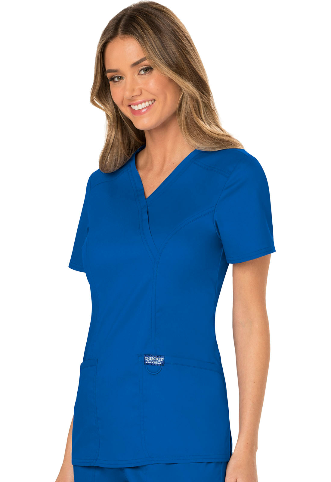 Cherokee Womens' WW Revolution Mock Wrap Top - Royal