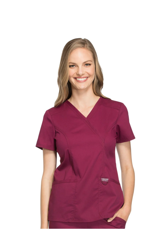 Cherokee Womens' WW Revolution Mock Wrap Top - Wine
