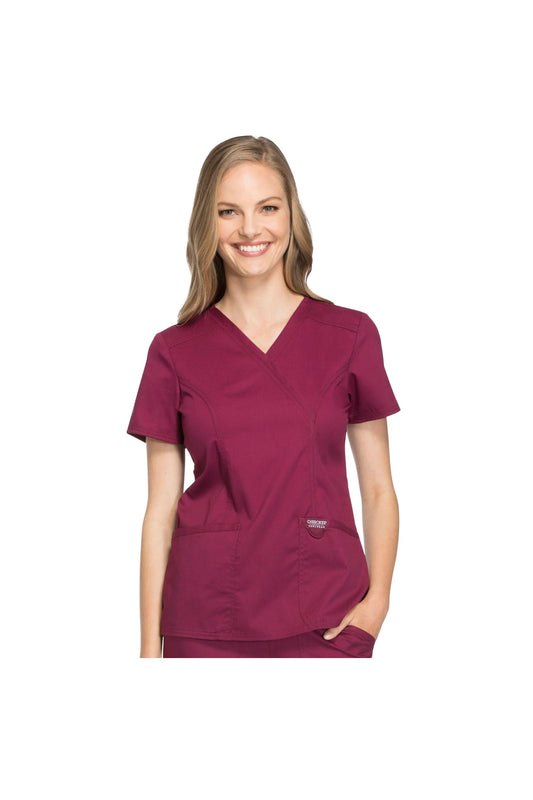Cherokee Womens' WW Revolution Mock Wrap Top - Wine