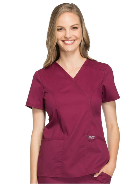 Cherokee Womens' WW Revolution Mock Wrap Top - Wine