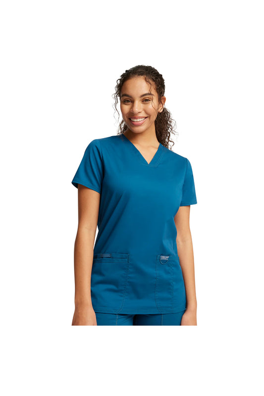 Cherokee Women's WW Revolution V-Neck Top - Caribbean Blue