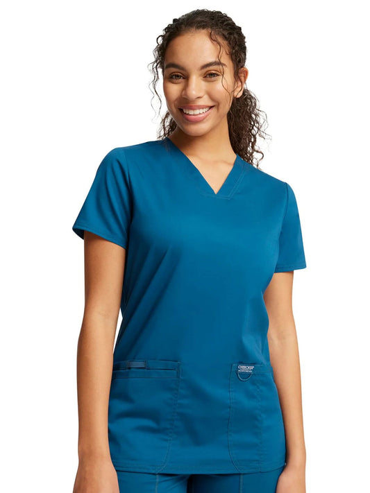 Cherokee Women's WW Revolution V-Neck Top - Caribbean Blue