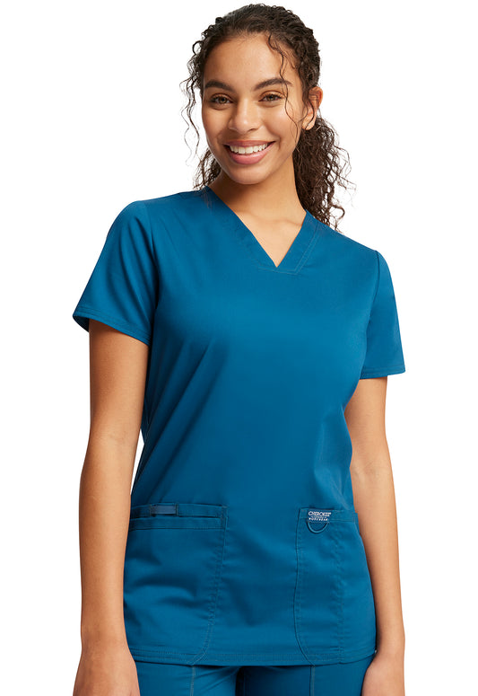 Cherokee Women's WW Revolution V-Neck Top - Caribbean Blue