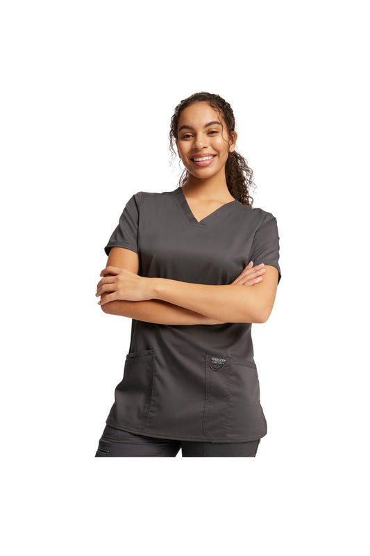 Cherokee Women's WW Revolution V-Neck Top - Pewter