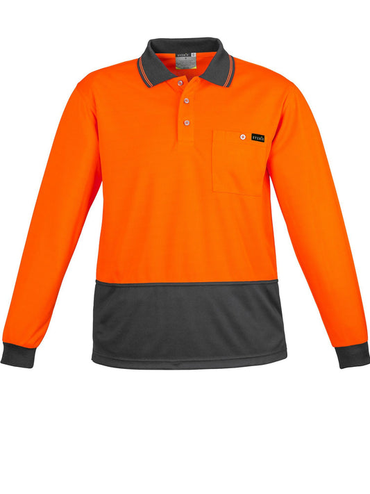Mens Hi Vis Comfort Back Long Sleeve Polo