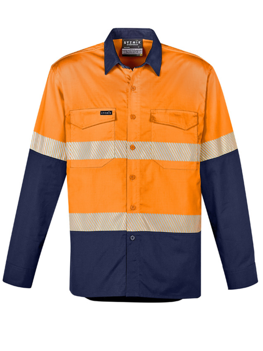Mens Rugged Cooling Hi Vis Segmented Tape Long Sleeve Shirt