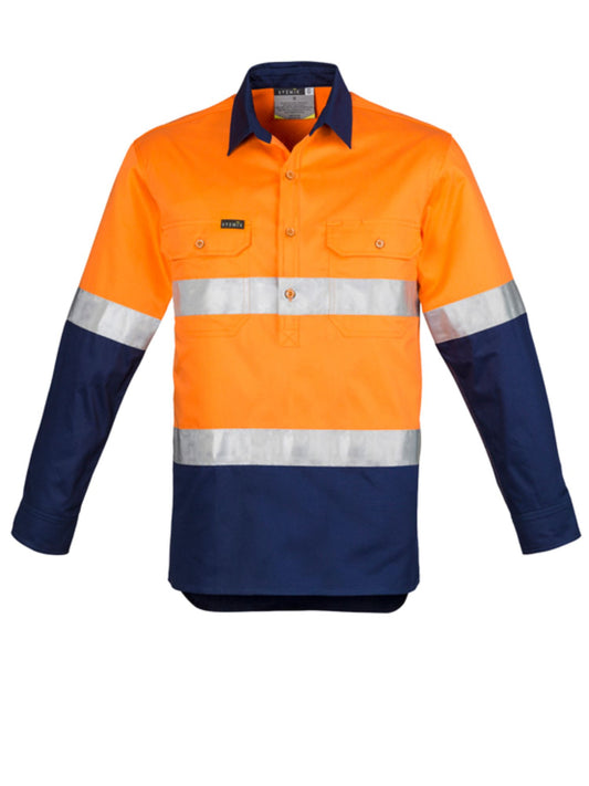 Mens Hi Vis Closed Front Long Sleeve Shirt