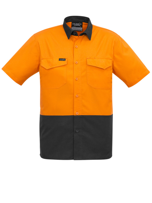 Mens Rugged Cooling Hi Vis Spliced S/S Shirt