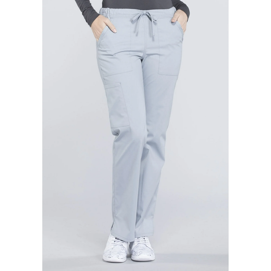 Mid Rise Straight Leg Drawstring Pant - Grey
