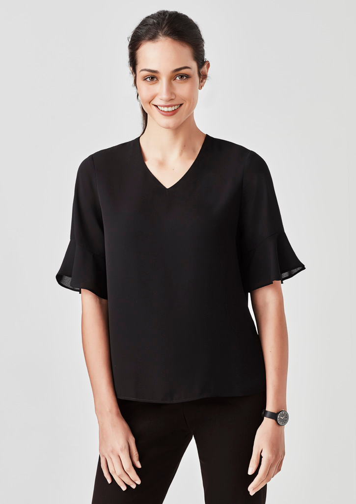 Womens Aria Fluted Sleeve Blouse