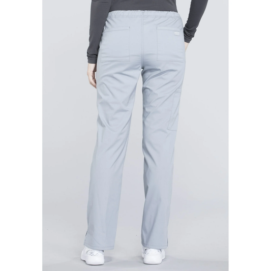 Mid Rise Straight Leg Drawstring Pant - Grey