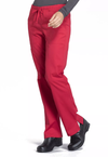 Mid Rise Straight Leg Drawstring Pant - Red